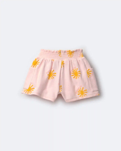Toddler Girl Swing Shorts with Pockets in Sunny Life Print - Light Pink