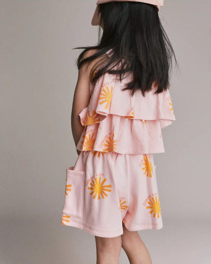 Toddler Girl Swing Shorts with Pockets in Sunny Life Print - Light Pink