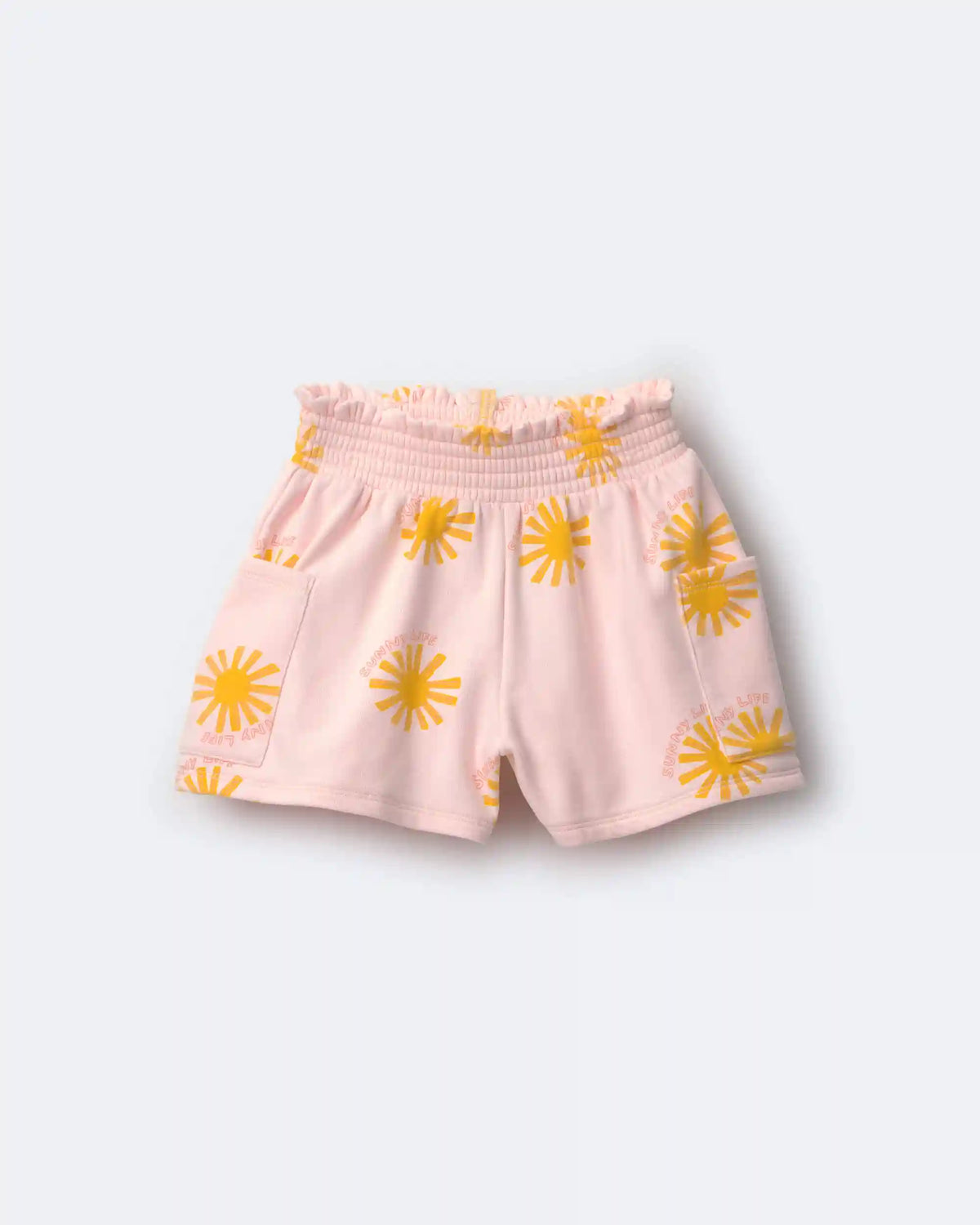 Toddler Girl Swing Shorts with Pockets in Sunny Life Print - Light Pink