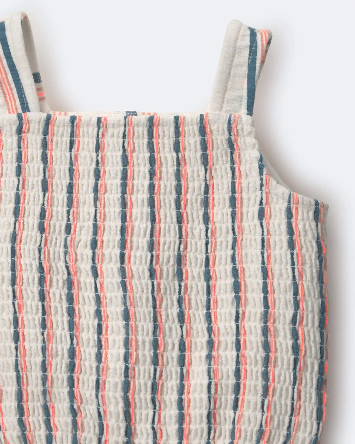 Toddler Girl Smocked Top in Stripes - Cream