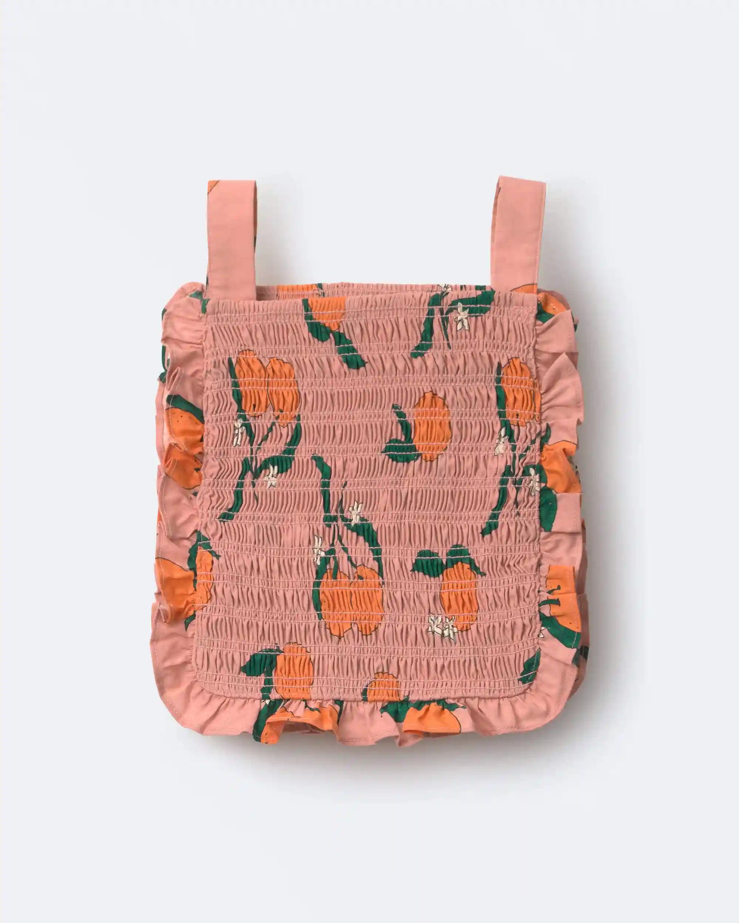 Toddler Girl Smocked Bib Top in Clementine Grove Print - Light Pink