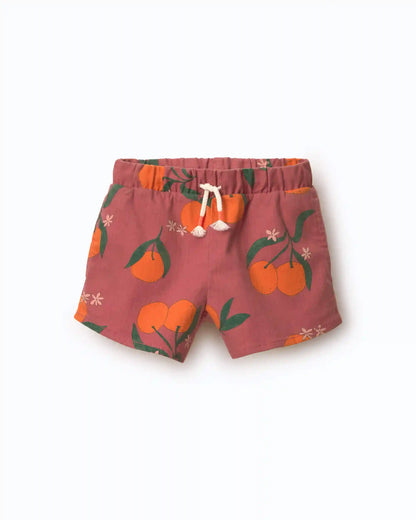 Toddler Girl A-Line Shorts in Clementine Grove Print - Rose