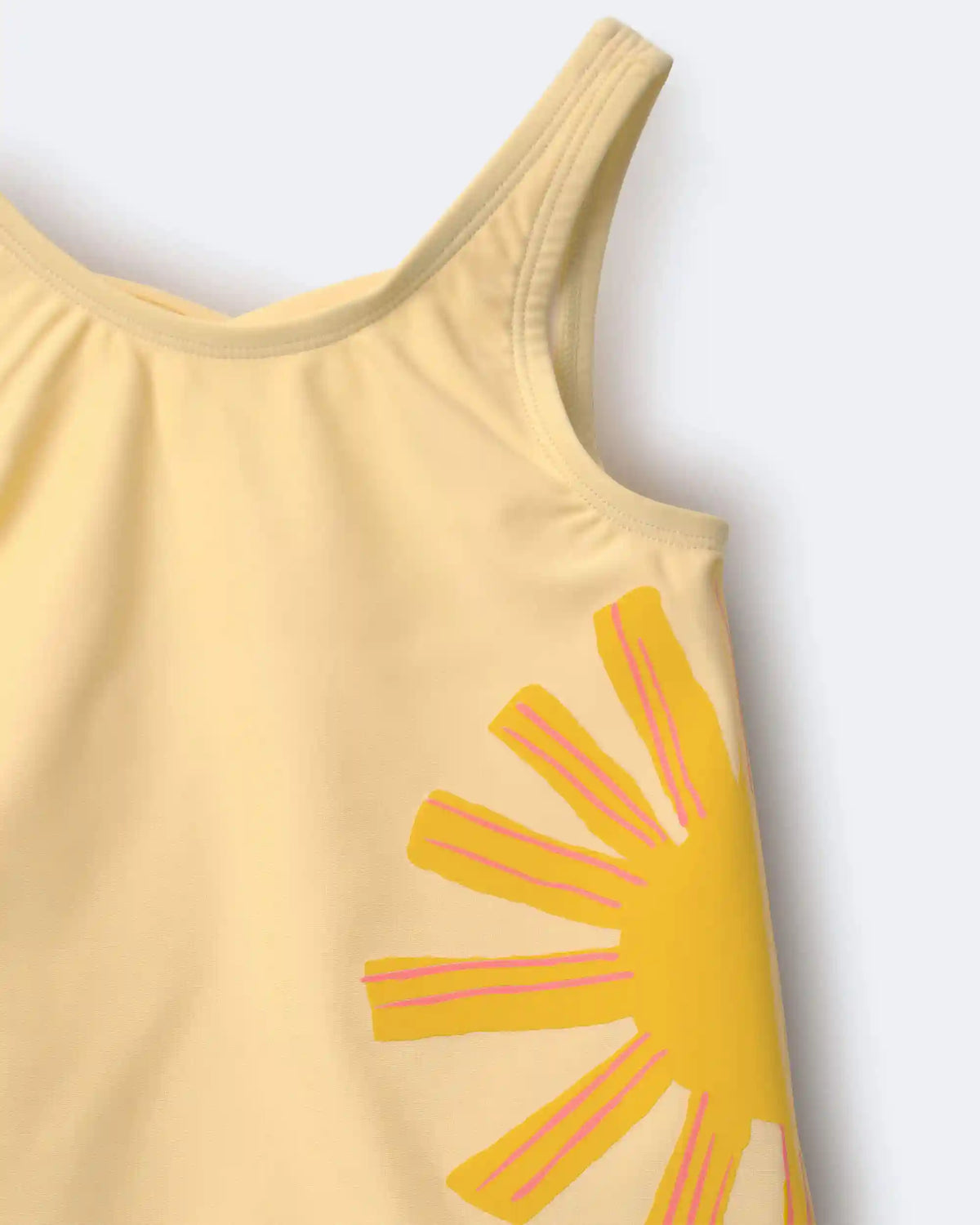 Toddler Girl Scalloped One-Piece Swimsuit in Sun Print - Yellow
