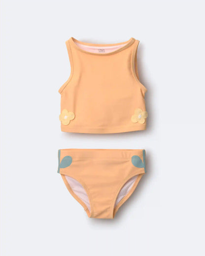 Toddler Girl Floral Tankini Set - Orange