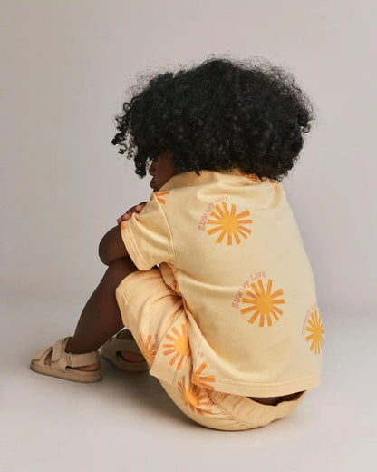 Toddler Boy Button-Down Short-Sleeve Shirt in Sunny Life Print - Yellow