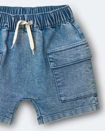 Toddler Boy Cargo Shorts in Denim