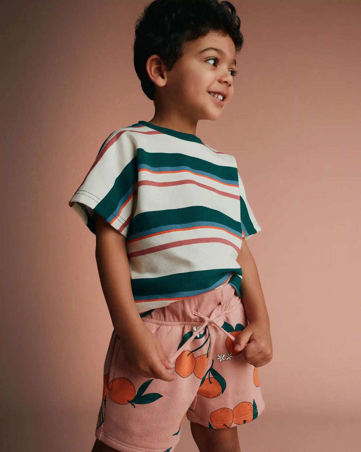 Toddler Dolman Tee in Stripes - Green/Cream
