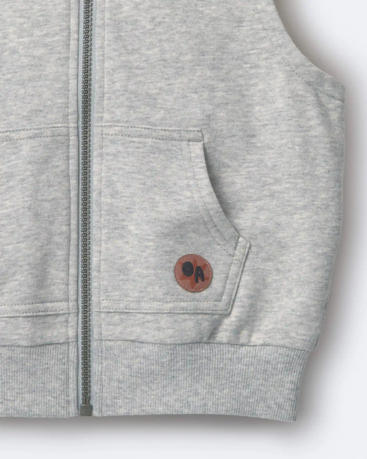 Toddler Boy French Terry Hooded Vest with Pocket - Heather Grey