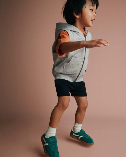 Toddler Boy French Terry Hooded Vest with Pocket - Heather Grey