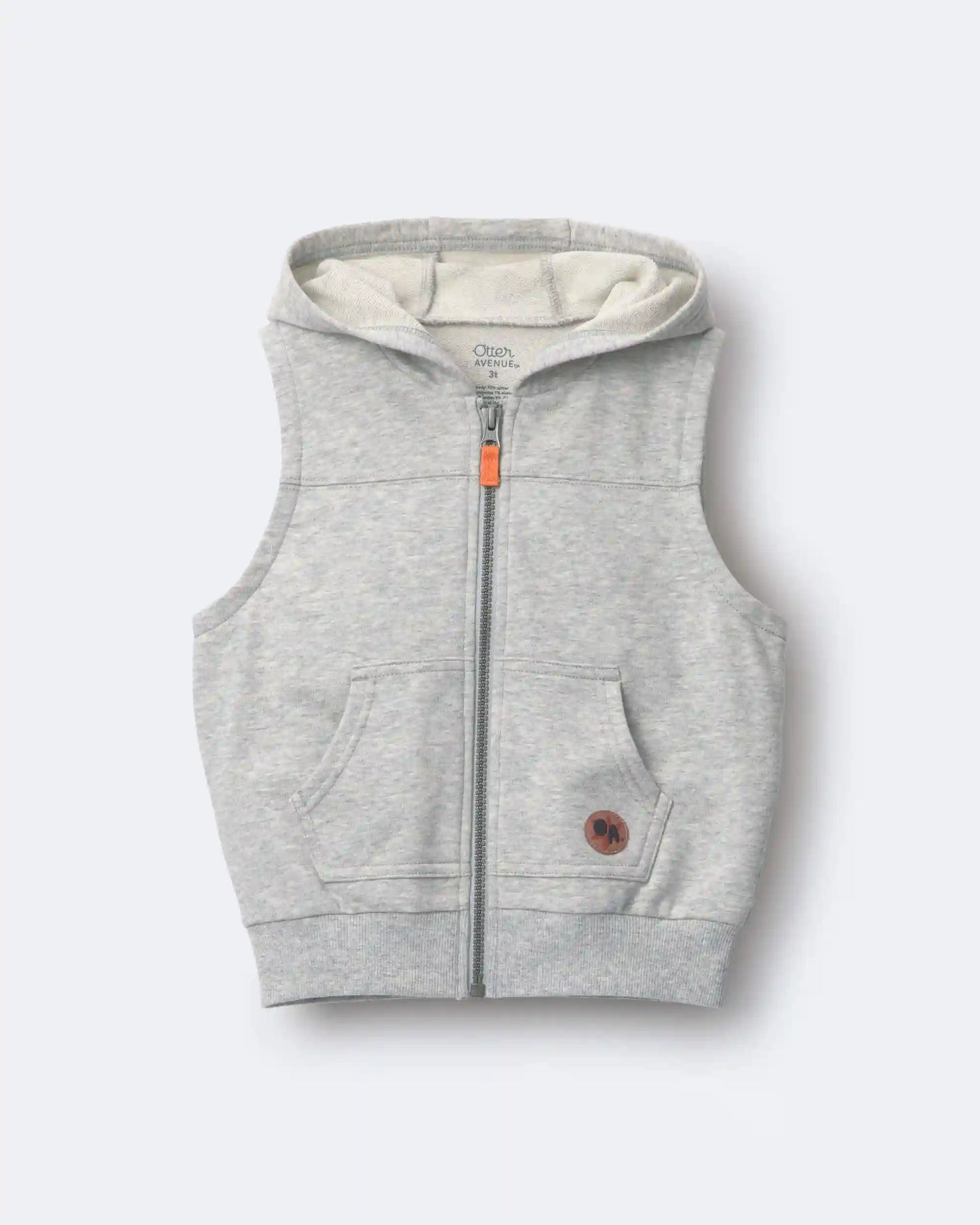 Toddler Boy French Terry Hooded Vest with Pocket - Heather Grey
