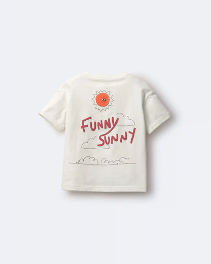 Toddler 'Funny Sunny' Rolled Cuff Tee - Cream