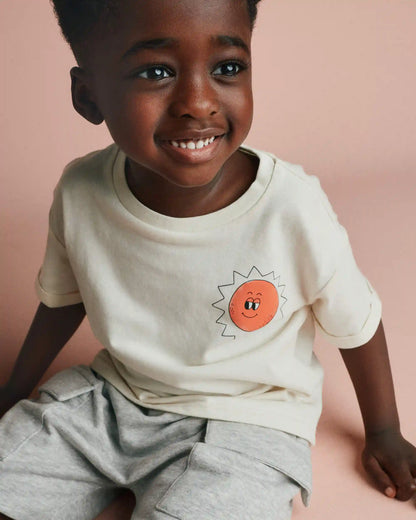 Toddler 'Funny Sunny' Rolled Cuff Tee - Cream