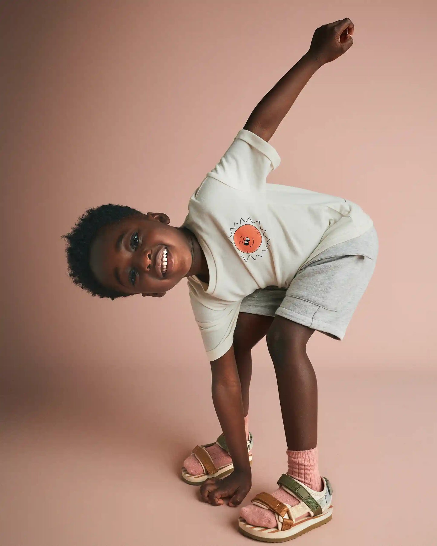 Toddler 'Funny Sunny' Rolled Cuff Tee - Cream