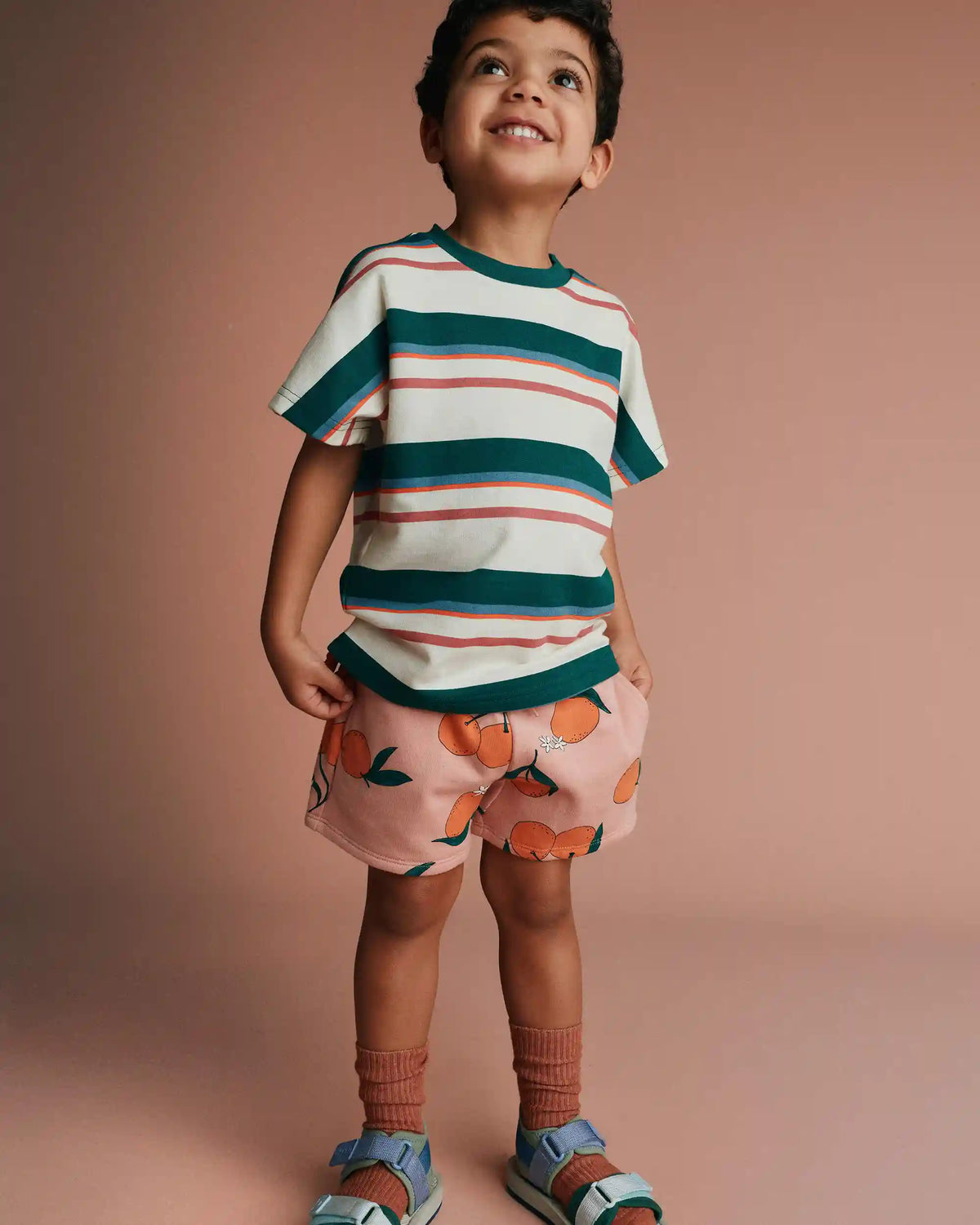 Toddler City Park™ Shorts in Clementine Grove Print - Light Pink