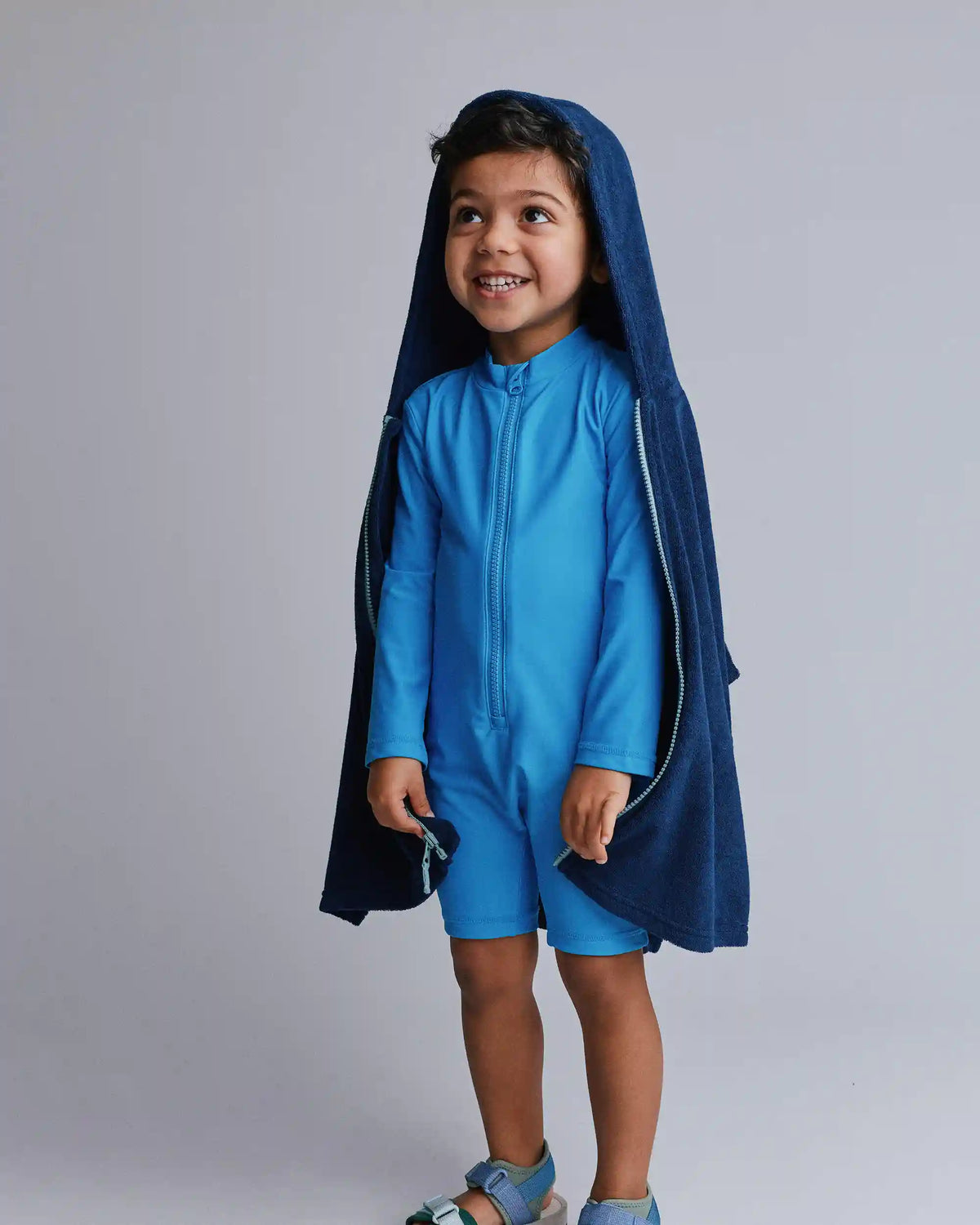 Toddler French-Terry Hooded Poncho Towel - Navy