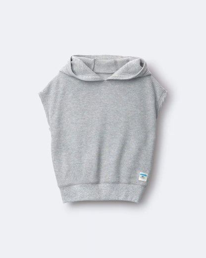 Toddler Waffle Knit Elastic-Waist Hooded Top - Heather Grey