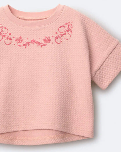 Toddler Girl High-Low Bubble Dolman Tee - Light Pink