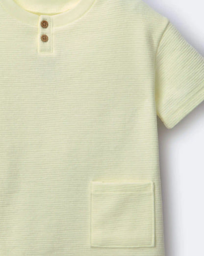 Toddler Boy Henley Tee with Pocket - Yellow