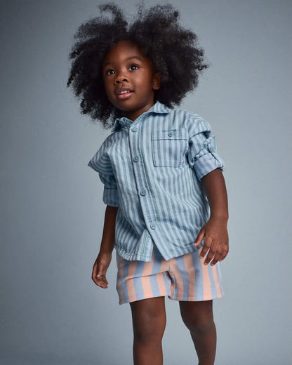 Toddler City Park™ Short in Stripes - Blue/Pink