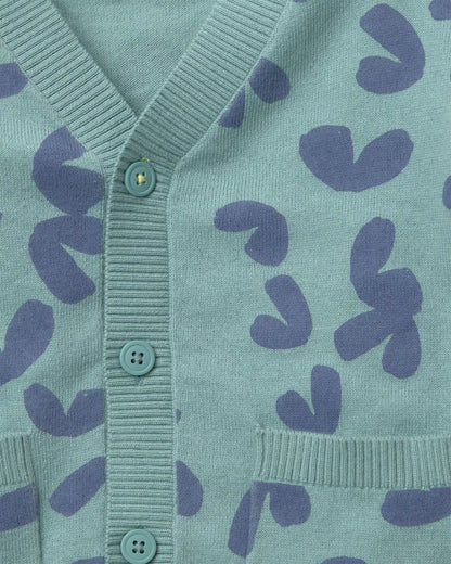 Toddler Cardigan with Avenue Pockets in Abstract Print - Teal