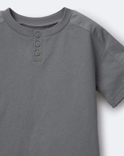 Toddler Boy Henley Tee - Dark Grey