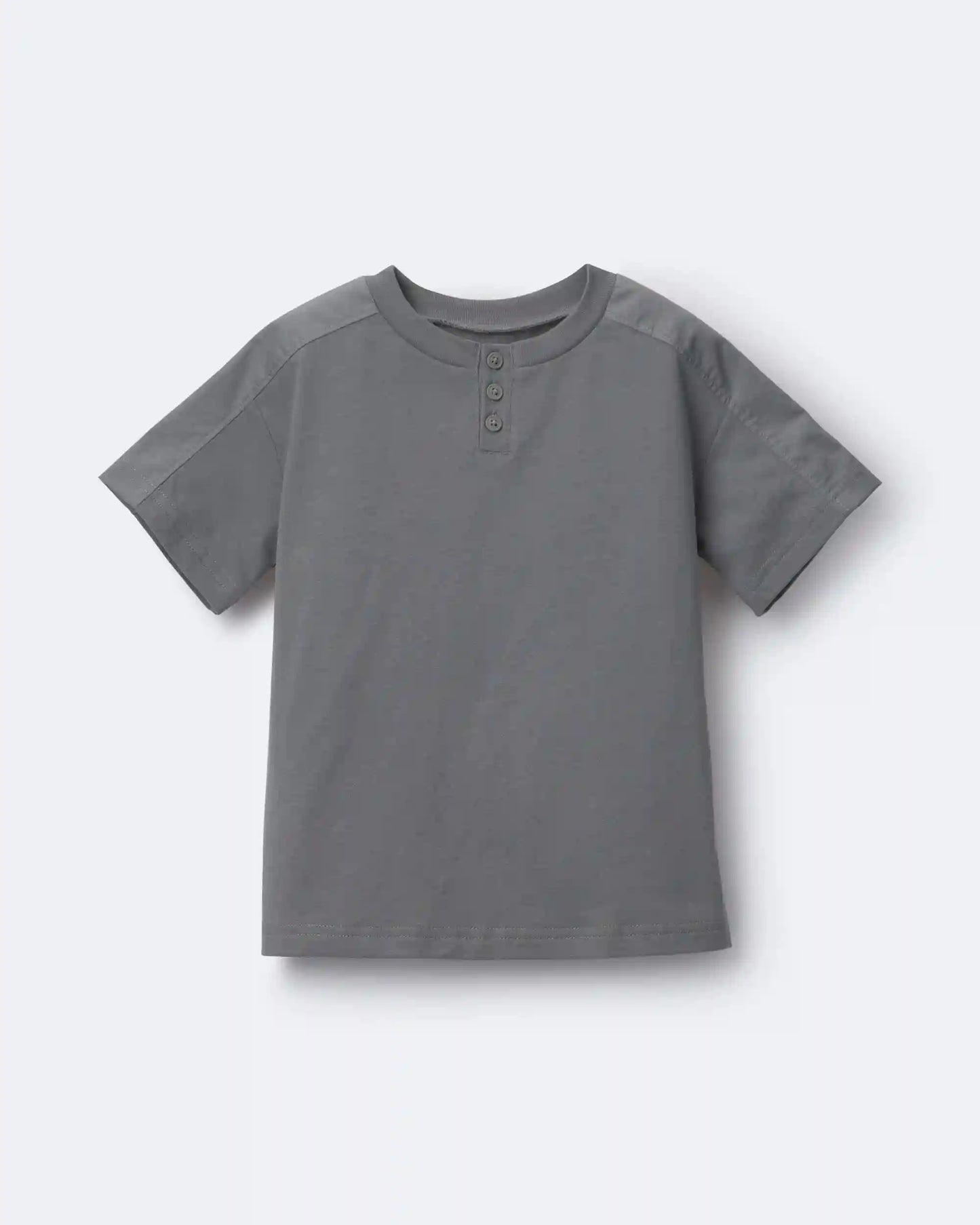 Toddler Boy Henley Tee - Dark Grey