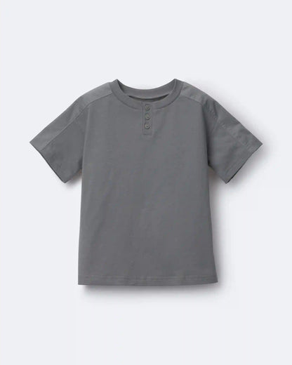 Toddler Boy Henley Tee - Dark Grey