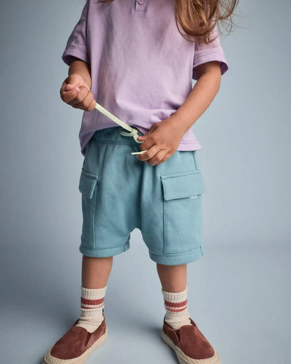 Toddler Boy French Terry Cargo Shorts - Teal