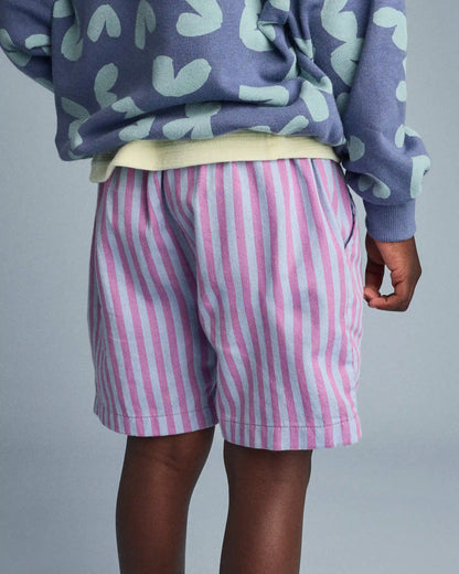 Toddler Boy Playground Shorts in Stripes - Blue/Purple