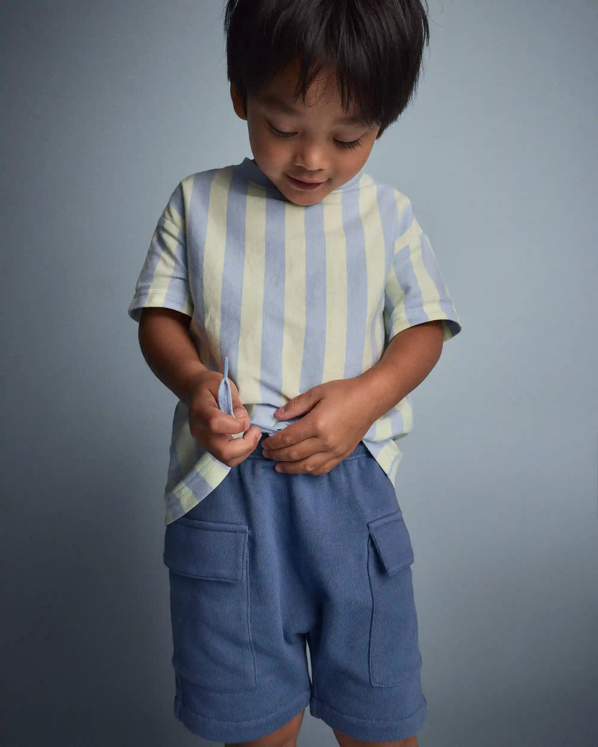 Toddler Boy French Terry Cargo Shorts - Slate Blue