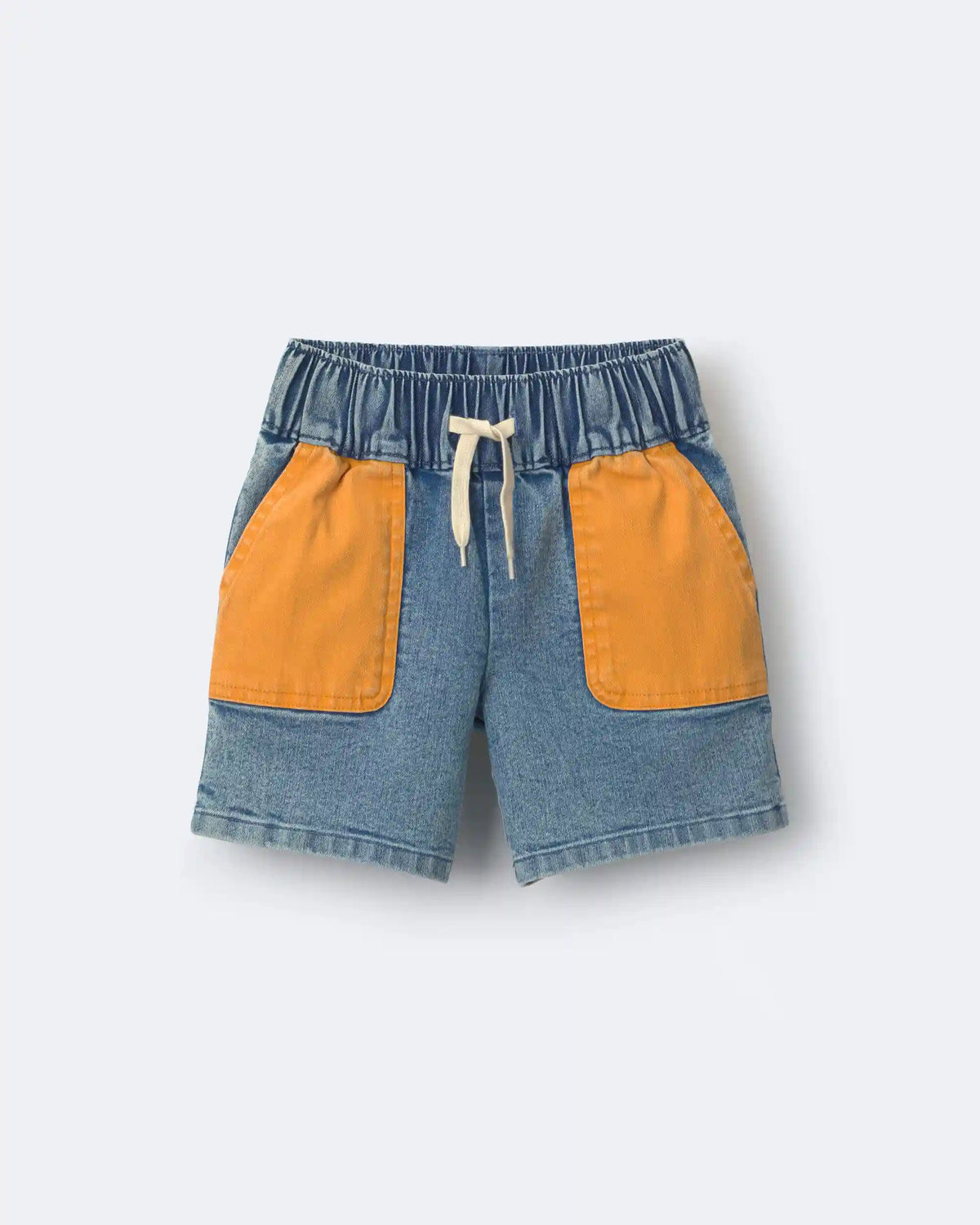 Toddler Colorblock Long-Line Shorts in Denim