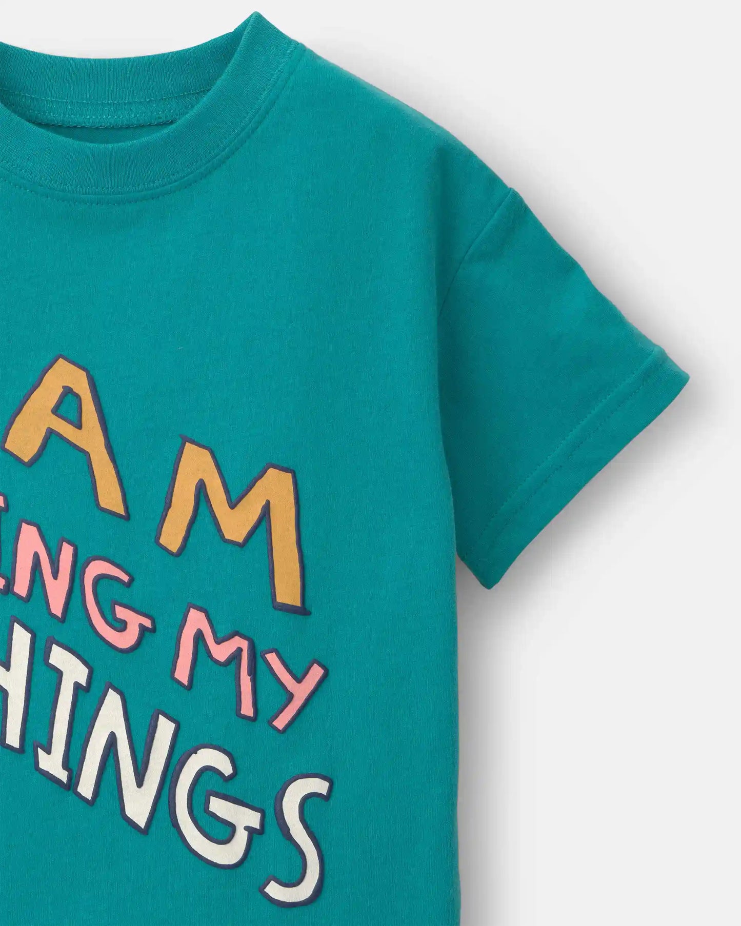 Toddler 'I Am Doing My Things' Relaxed Graphic Tee - Teal