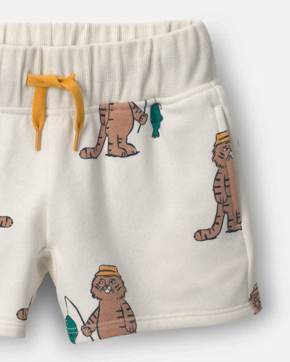 Toddler City Park™ Short in Fishing Tiger Print - Cream