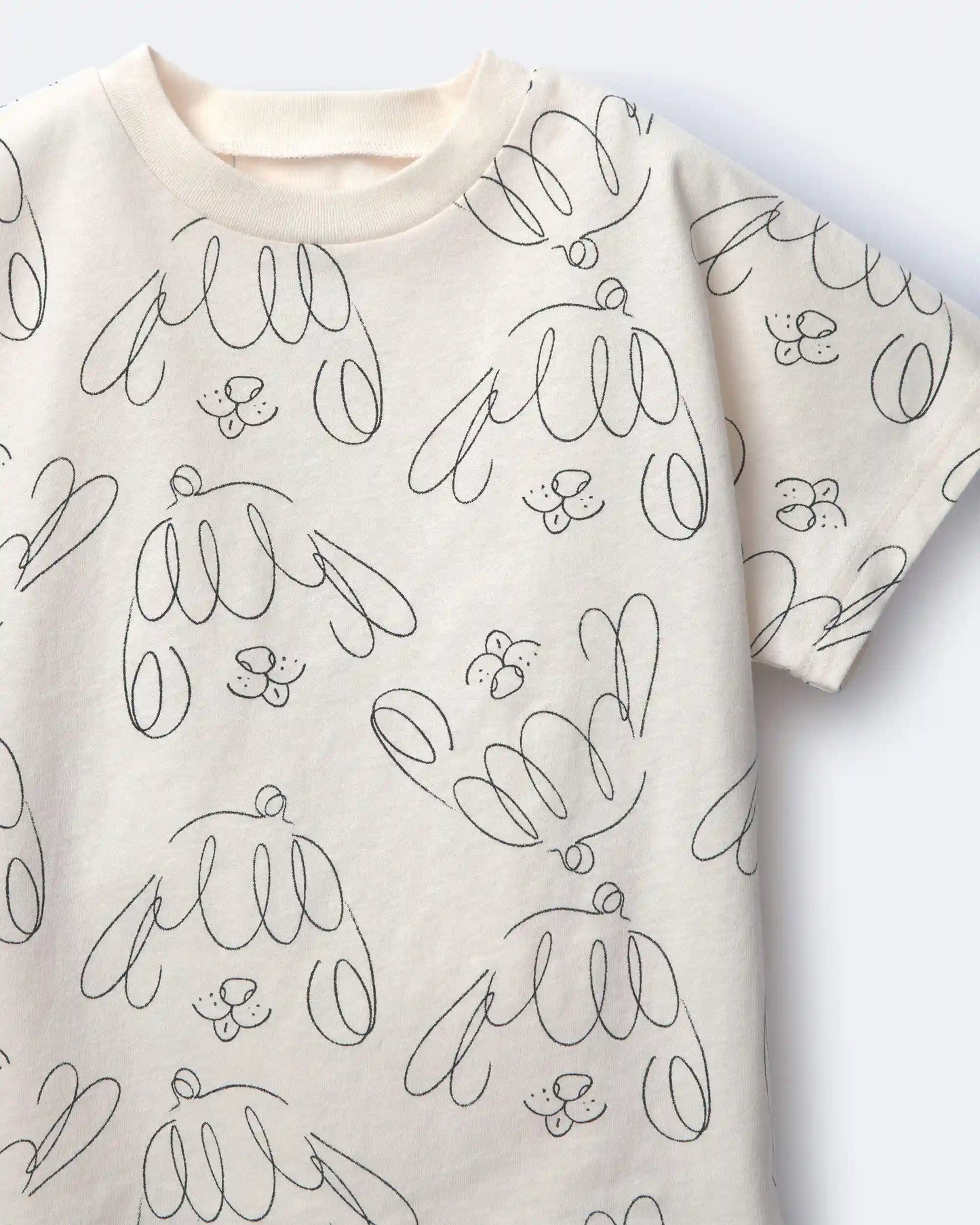 Toddler Dolman Tee in Dog Print - Cream