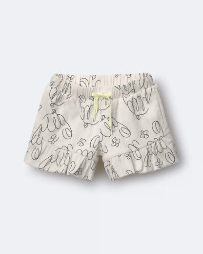 Toddler Girl Ruffle Butterfly Shorts in Dog Print - Cream