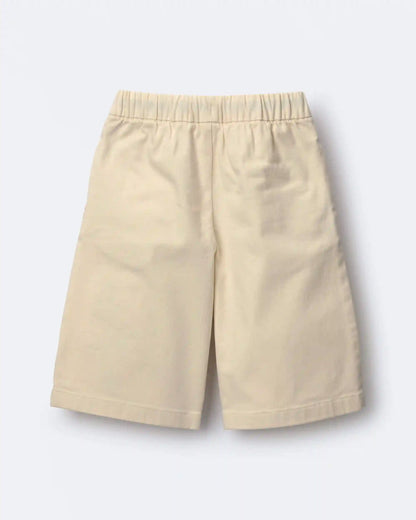 Toddler Girl Embroidered Wide-Leg Pants with Flowers - Cream