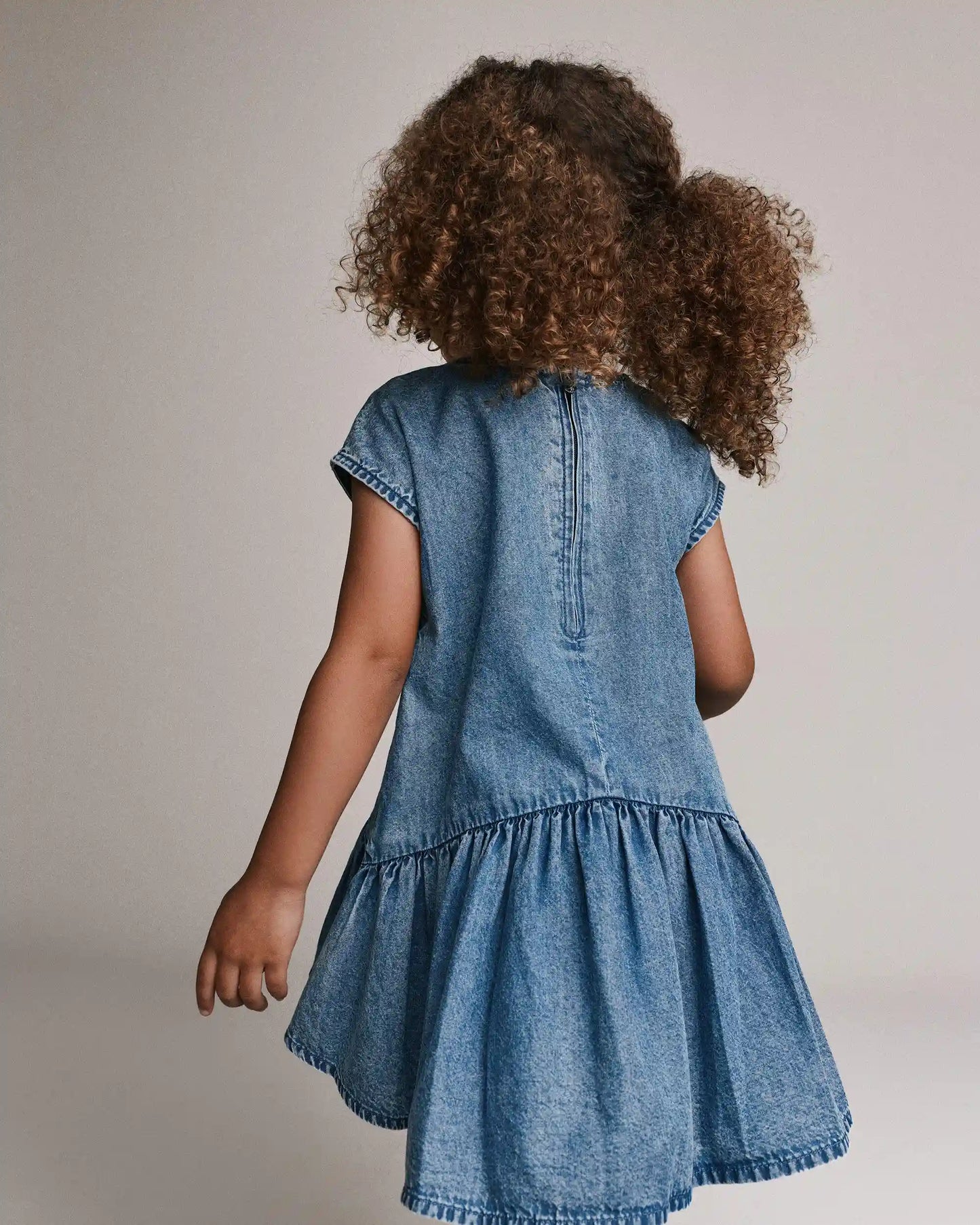 Toddler Girl Asymmetrical Drop-Waist Dress in Denim