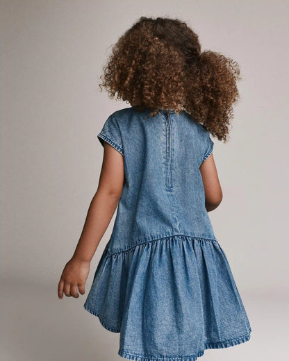 Toddler Girl Asymmetrical Drop-Waist Dress in Denim