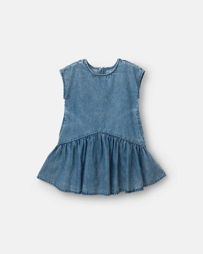 Toddler Girl Asymmetrical Drop-Waist Dress in Denim