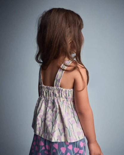 Toddler Girl Peplum Tank Top in Wildflower Print - Cream