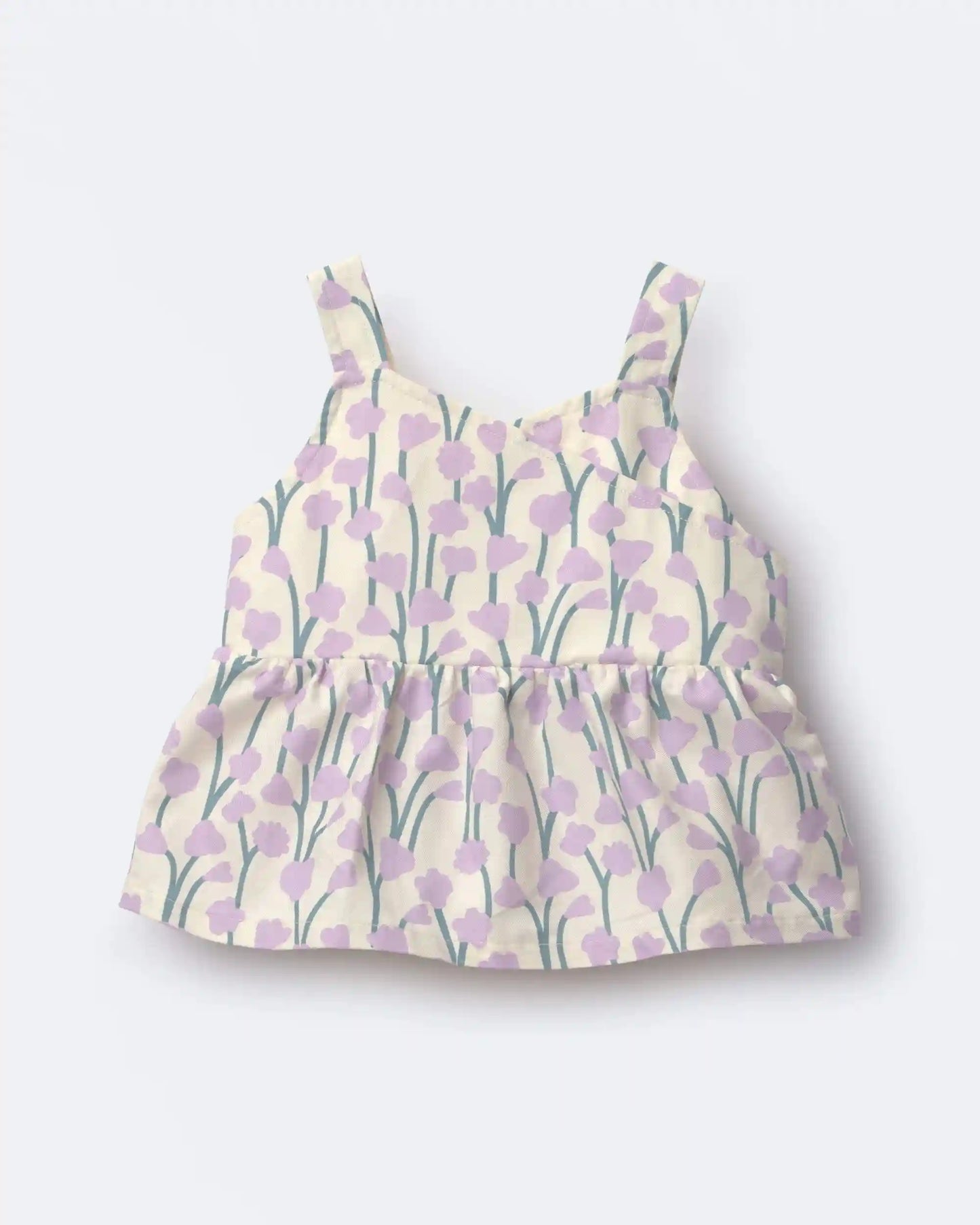 Toddler Girl Peplum Tank Top in Wildflower Print - Cream