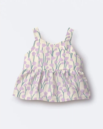 Toddler Girl Peplum Tank Top in Wildflower Print - Cream