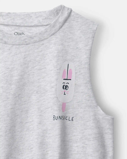 Toddler Girl 'Bunsicle' Elastic Waist Tank - Heather Grey