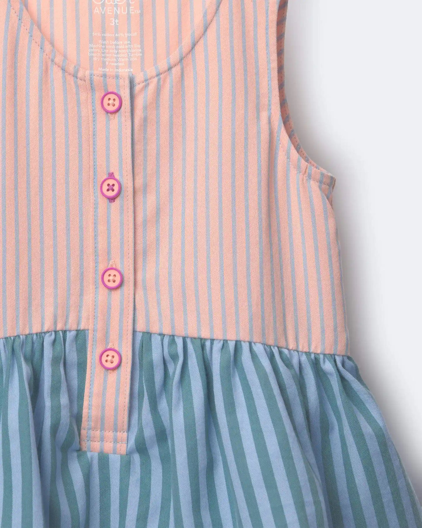 Toddler Girl Tiered Drop-Waist Dress in Stripes - Blue/Purple