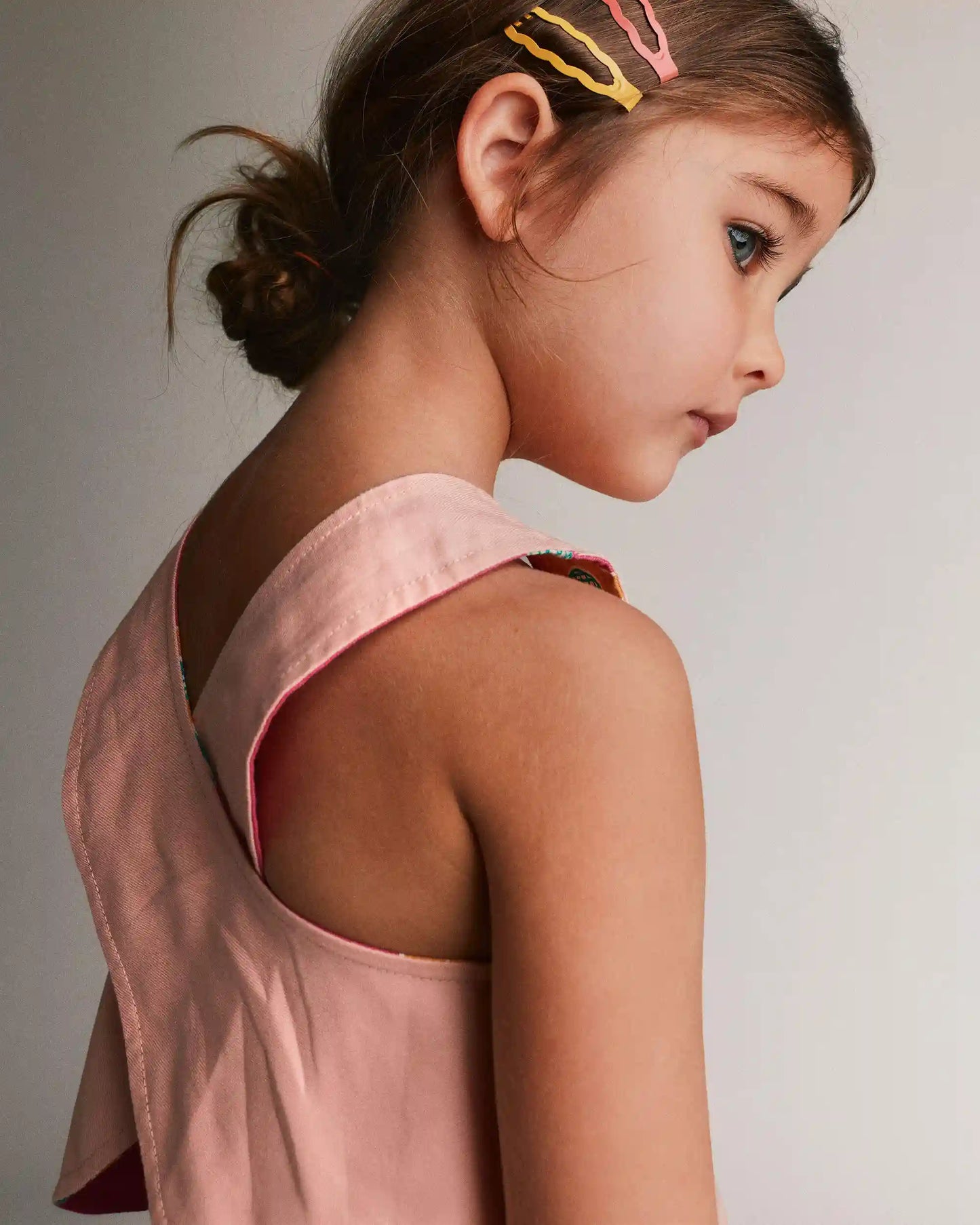 Toddler Girl Reversible Cross-Back Top in Floral Print - Hot Pink