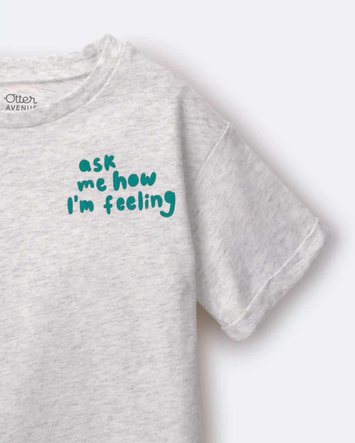 Toddler Girl 'Ask Me How I'm Feeling' Rolled Cuff Tee - Heather Grey