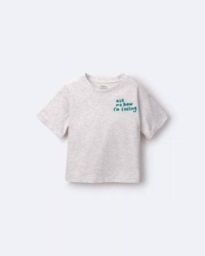 Toddler Girl 'Ask Me How I'm Feeling' Rolled Cuff Tee - Heather Grey