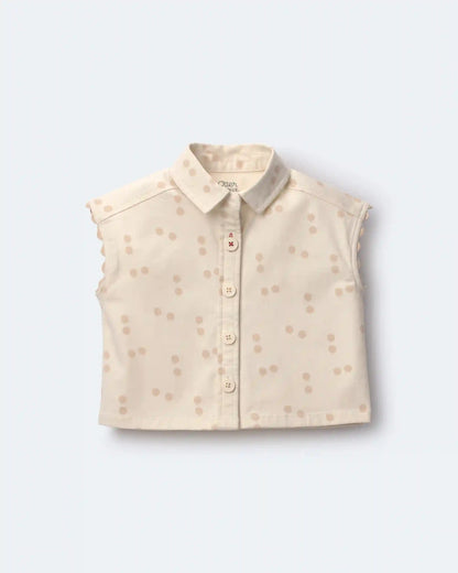 Toddler Girl Sleeveless Button-Down Top in Dot Print - Cream