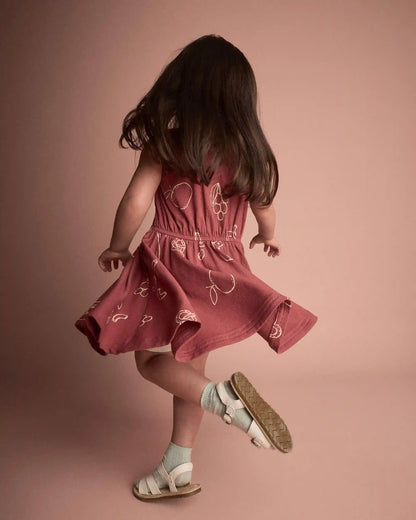 Toddler Girl Ric-Rac Crossover Dress in Snack Print - Red
