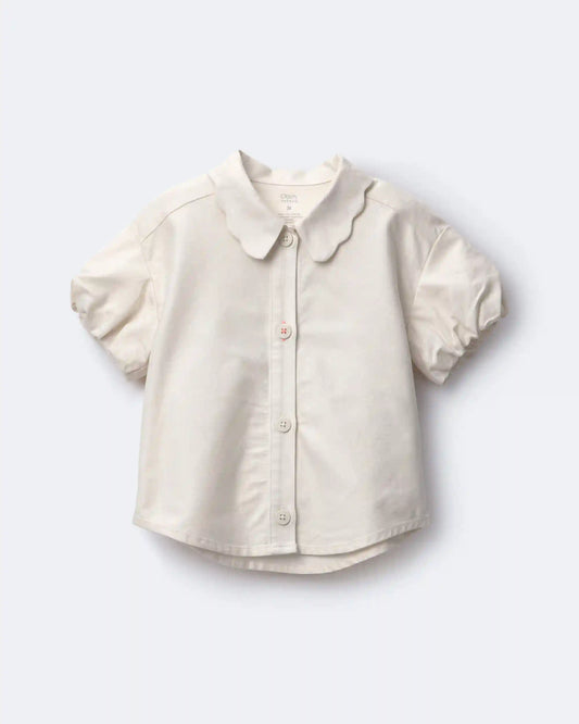 Toddler Girl Scalloped Collar Top - Cream